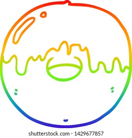 dibujo de línea de gradiente de arco iris de un burro de dibujos animados