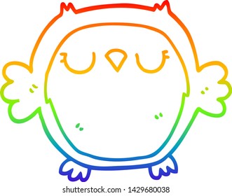 rainbow gradient line drawing of a cartoon owl