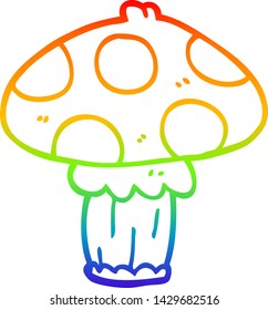 rainbow gradient line drawing of a cartoon toadstool