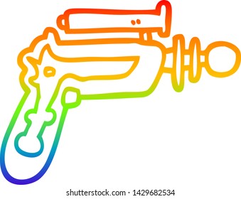 rainbow gradient line drawing of a cartoon ray gun