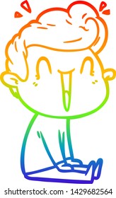 Regenbogen-Farbverlauf-Zeichnung eines Cartoons aufgeregt Mann