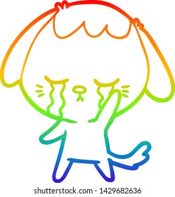 Regenbogengradientenzeichnung eines Cartoon-Hundes, der weint