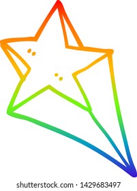 dibujo de línea de gradiente de arco iris de una estrella de tiro de caricatura