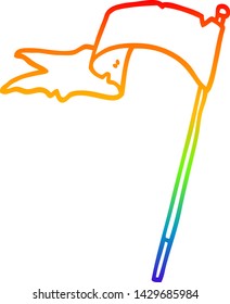 rainbow gradient line drawing of a cartoon waving flag