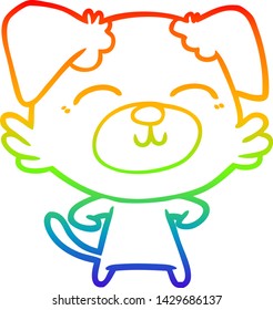 dibujo de línea de gradiente de arco iris de un perro caricaturista