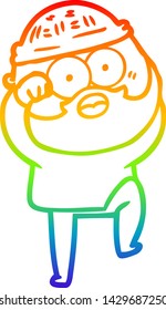 rainbow gradient line drawing of a cartoon surprised bearded man