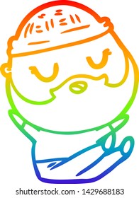 dibujo de una línea de degradado de arco iris de un hombre de dibujos animados con barba