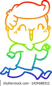 rainbow gradient line drawing of a cartoon laughing boy