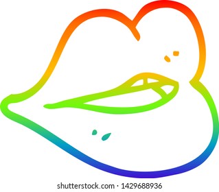 dibujo de línea de gradiente de arco iris de labios rojos de dibujos animados