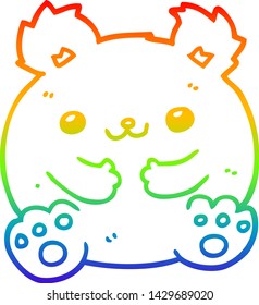 dibujo de una línea de gradiente de arco iris de un oso de dibujos animados