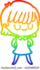 rainbow gradient line drawing of a cartoon woman