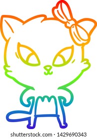 Regenbogengradientenzeichnung einer Cartoon Katze
