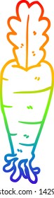 rainbow gradient line drawing of a cartoon carrot