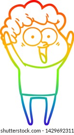 Regenbogen-Farbverlauf-Zeichnung eines Cartoons glücklichen Mann