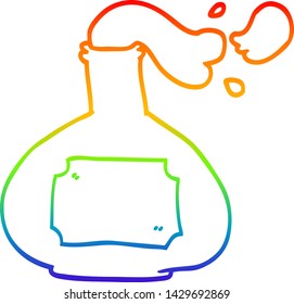 rainbow gradient line drawing of a cartoon smoking potion