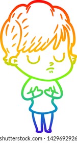 dibujo de una mujer de dibujos animados con gradiente de arco iris