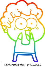 Regenbogen-Farbverlauf-Zeichnung eines Cartoons glücklichen Mann