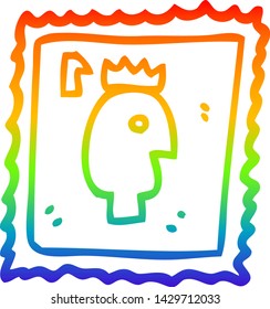 rainbow gradient line drawing of a cartoon stamp for postage