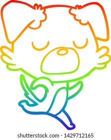 dibujo de línea de gradiente de arco iris de un perro caricaturista