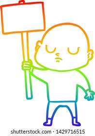 dibujo de una línea de gradiente de arco iris de un hombre calvo de dibujos animados