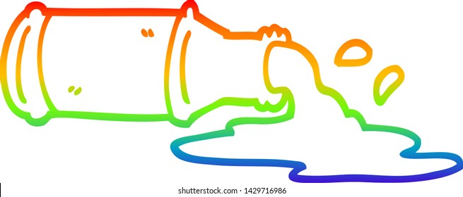 dibujo de la línea de gradiente del arco iris de una cerveza derramada en dibujos animados