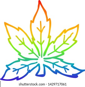 Regenbogen-Farbverlauf-Zeichnung eines Marihuana-Blattes