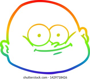dibujo de una línea de gradiente de arco iris de un hombre calvo de dibujos animados