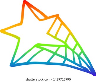 rainbow gradient line drawing of a cartoon shooting star