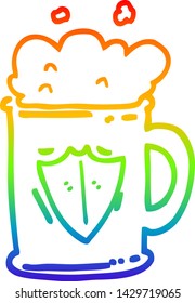 rainbow gradient line drawing of a cartoon tankard