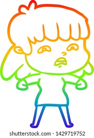 dibujo de una mujer preocupada por la caricatura