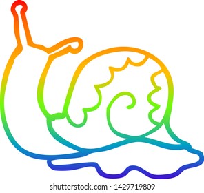 rainbow gradient line drawing of a cartoon snail