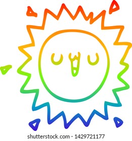 rainbow gradient line drawing of a cartoon sun