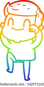 dibujo de una línea de gradiente de arco iris de un hombre amigo de la caricatura