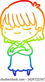 dibujo de una mujer de dibujos animados con gradiente de arco iris