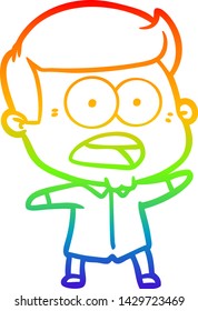 dibujo de una línea de gradiente de arco iris de un hombre impactado