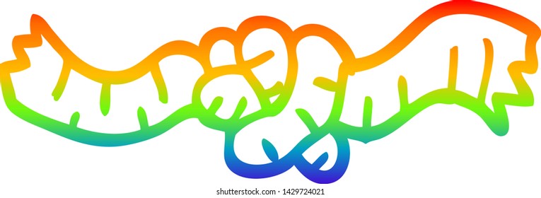 rainbow gradient line drawing of a cartoon rope knot