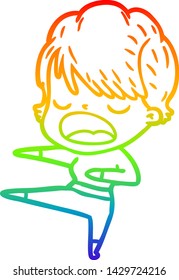 dibujo de una caricatura de una mujer hablando en gradiente de arco iris