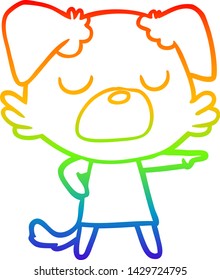 rainbow gradient line drawing of a cartoon dog