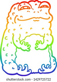 dibujo de línea de gradiente de arcoiris de un sapo de contrabando de dibujos animados