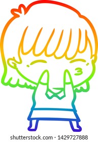 Regenbogengradientenzeichnung einer Cartoon-Frau