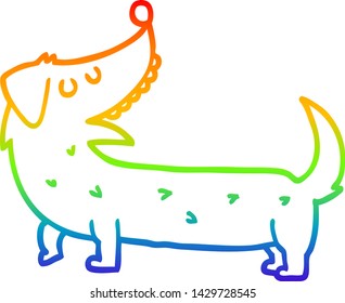 dibujo de línea de gradiente de arco iris de un perro caricaturista