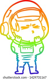 Regenbogengradientenzeichnung eines Cartoons mit gestresstem Astronauten