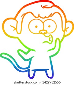 dibujo de la línea de gradiente del arco iris de un mono de dibujos animados