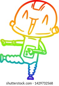 rainbow gradient line drawing of a cartoon robot