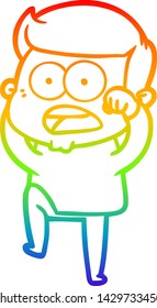 rainbow gradient line drawing of a cartoon shocked man