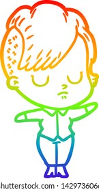 rainbow gradient line drawing of a cartoon woman