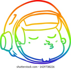 rainbow gradient line drawing of a cartoon astronaut face