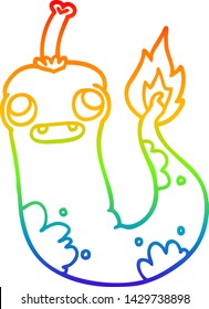 dibujo de la línea de gradiente de arco iris de una caricatura caliente frío