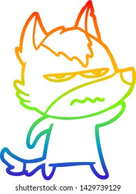 Regenbogen-Farbverlauf-Zeichnung eines Cartoons ärgerten Wolf