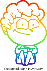 Regenbogen-Farbverlauf-Zeichnung eines Cartoons glücklichen Mann
